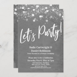 Lights Textured Let's Party Gray Empfang nur Einladung