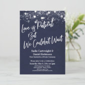 Lights Textured Liebe ist Patient Navy Empfang Einladung (Stehend Vorderseite)