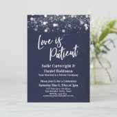Lights Textured Liebe ist Patient Navy Empfang Einladung (Stehend Vorderseite)