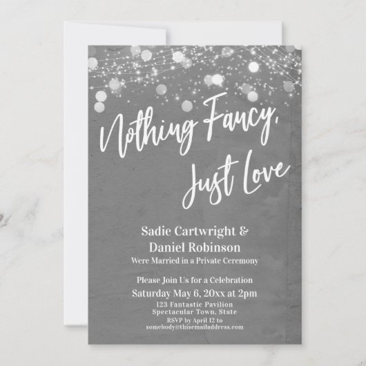 Lights Textured Nothing Extravagant nur Liebe Grau Einladung (Vorderseite)