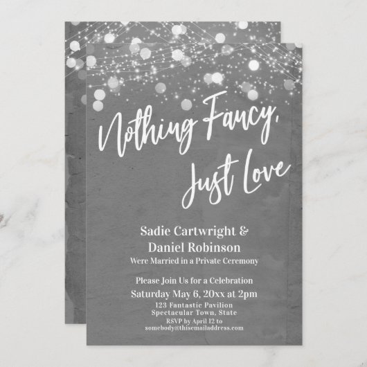 Lights Textured Nothing Extravagant nur Liebe Grau Einladung (Vorne/Hinten)