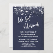 Lights Textured Wir Got Verheiratete Marine Empfan Einladung (Vorderseite)