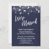Lights Textured Wir sind Verheiratet Navy Empfang- Einladung (Vorderseite)