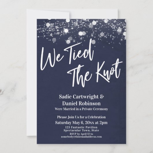 Lights Textured Wir tippten den Empfang der Knot N Einladung (Vorderseite)