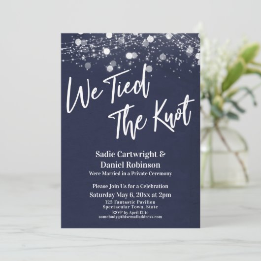 Lights Textured Wir tippten den Empfang der Knot N Einladung (Stehend Vorderseite)