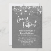 Lights Texturierte Liebe ist Patient Gray Empfang Einladung (Vorderseite)