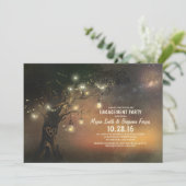 Lights Tree & Mason Jars Rustikale Engagement Part Einladung (Stehend Vorderseite)