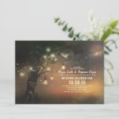 Lights Tree & Mason Jars Rustikale Hochzeitseinlad Einladung (Stehend Vorderseite)