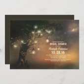 Lights Tree & Mason Jars Rustikales Brautparty Einladung (Vorne/Hinten)