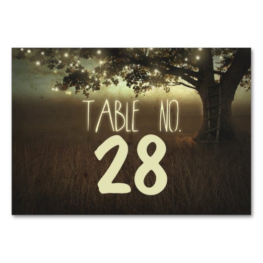 Lights Tree Wedding Tischnummer Cards Platzkarten (Vorderseite)