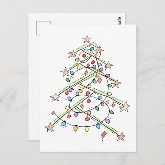 "Lights Tree" Weihnachten Postkarte (Vorne/Hinten)