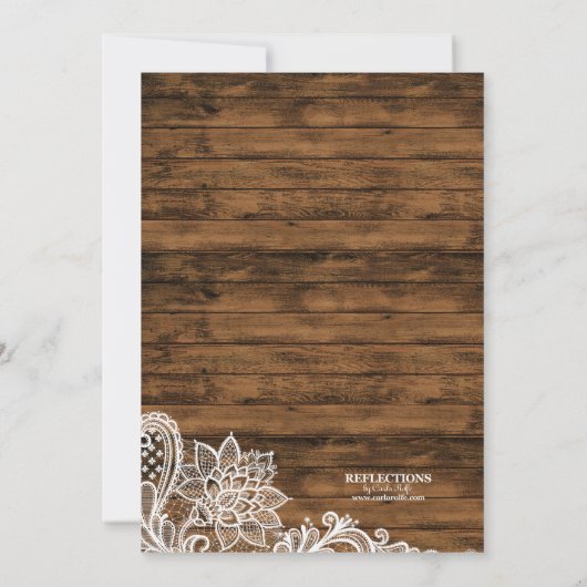 Lights Wood & Lace Polterabend Einladung (Rückseite)