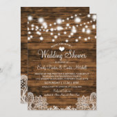 Lights Wood & Lace Polterabend Einladung (Vorne/Hinten)