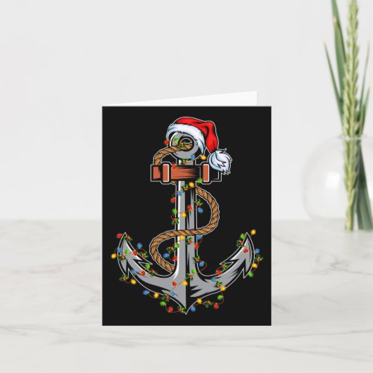 Lights Xmas Santa Boating Anchor Weihnachten Karte (Vorderseite)