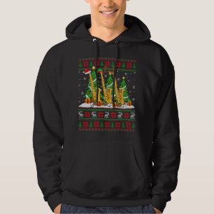 Lights Xmas Sweater Style Ugly Santa Saxophone Chr Hoodie