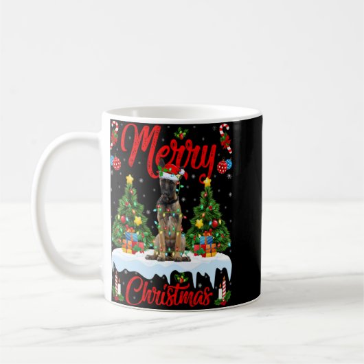 Lights Xmas Tree Santa Belgian Malinois Dog Christ Kaffeetasse (Links)