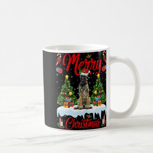 Lights Xmas Tree Santa Belgian Malinois Dog Christ Kaffeetasse (Rechts)