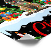 Lights Xmas Tree Santa Belgian Malinois Dog Christ Poster (Ecke)