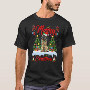 Lights Xmas Tree Santa German Shepherd Dog Christm T-Shirt