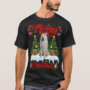 Lights Xmas Tree Santa Great Pyrenees Dog Christma T-Shirt