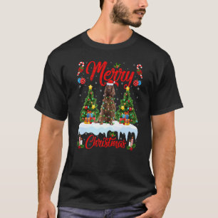 Lights Xmas Tree Santa Irish Setter Dog Weihnachte T-Shirt