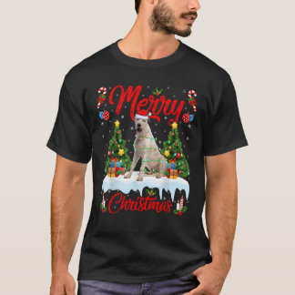Lights Xmas Tree Santa Irish Wolfhound Dog Christm T-Shirt
