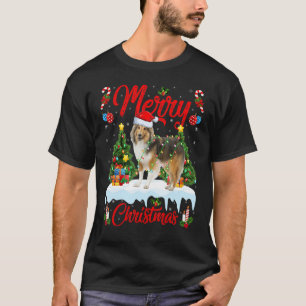 Lights Xmas Tree Santa Shetland Sheepdog Weihnacht T-Shirt