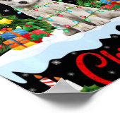 Lights Xmas Tree Santa Siberian Husky Dog Christma Poster (Ecke)