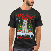 Lights Xmas Tree Santa Siberian Husky Dog Christma T-Shirt (Vorderseite)