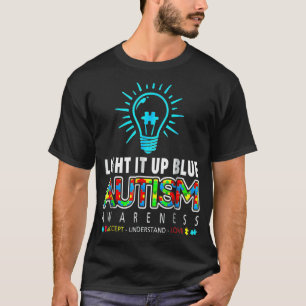 Lighup Blue Autismus Awareness Puzzle Piece Rib T-Shirt