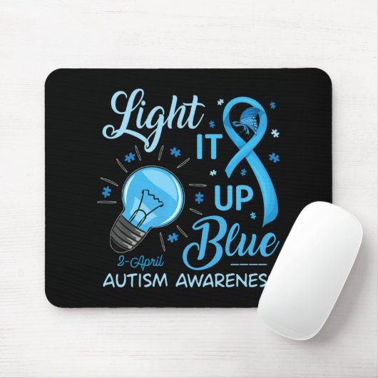Lighup Blue Autismus Bewusstsein Rätsel Männer Fra Mousepad (Mit Mouse)