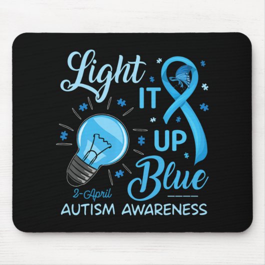 Lighup Blue Autismus Bewusstsein Rätsel Männer Fra Mousepad (Vorne)