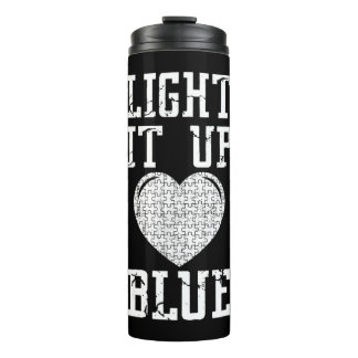 Lighup Blue Shirt Autismus Bewusstsein Puzzle Pie Thermosbecher