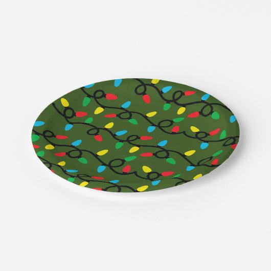 Lighup the Holidays 7" Round Paper Plate Pappteller (Schrägansicht)