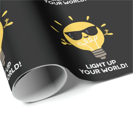 Lighup your World Positive Bulb Pun Dark BG Geschenkpapier (Rolleneckpunkt)