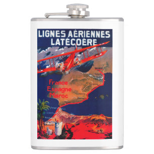 Lignes Aeriennes Latecoere Vintage Plakat Flachmann