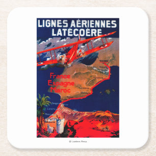 Lignes Aeriennes Latecoere Vintage Plakat Rechteckiger Pappuntersetzer