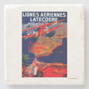 Lignes Aeriennes Latecoere Vintage Plakat Steinuntersetzer