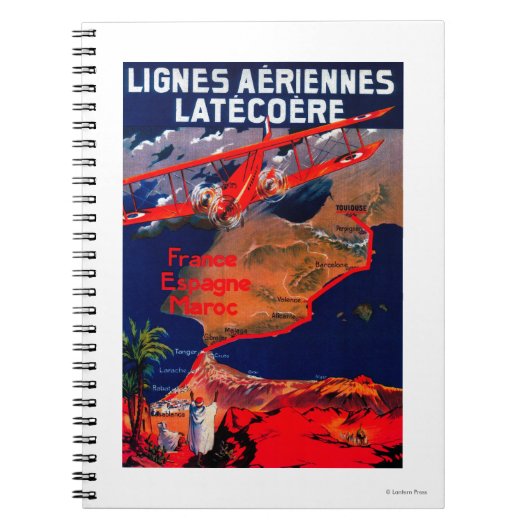 Lignes Aeriennes Latecoere Vintage Poster Notizblock (Vorderseite)