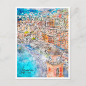 Ligurien Italien Reisen Place Wasserfarbe Postkarte (Vorderseite)