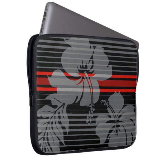 Lihue Hibiskus Stripe Hawaiian Neoprene Wetsuit Laptopschutzhülle (Vorne Rechts)