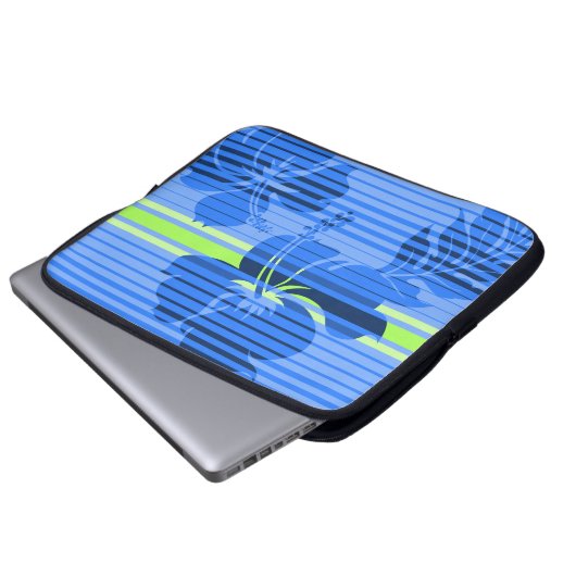 Lihue Hibiskus Stripe Hawaiian Neoprene Wetsuit Laptopschutzhülle (Vorne Knopf)