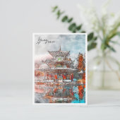 Lijiang China Travel Place Wasserfarbe Postkarte (Stehend Vorderseite)