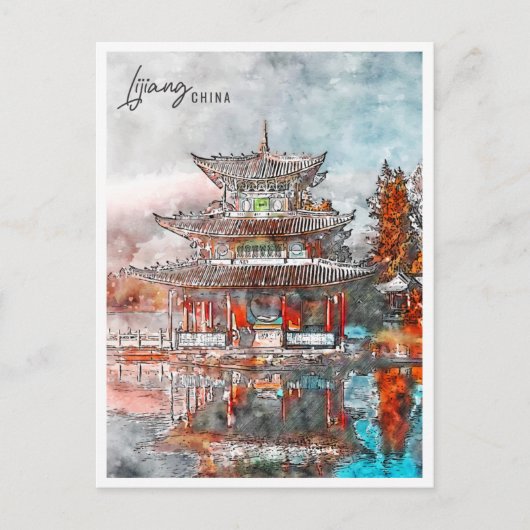 Lijiang China Travel Place Wasserfarbe Postkarte (Vorderseite)