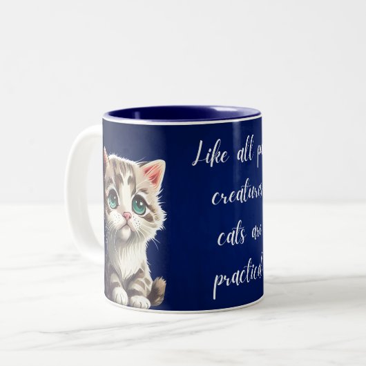 like all pure creatures cats are practical zweifarbige tasse (Vorderseite Links)