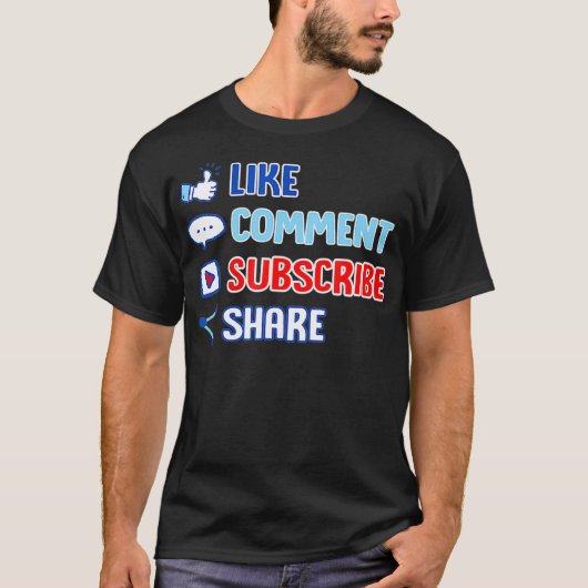 Like Comment Subscribe Cute Vlogger Streamer Gift  T-Shirt (Vorderseite)
