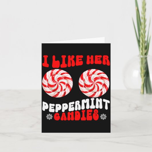 Like Her Peppermint Candies Like His Candy Cane Xm Karte (Vorderseite)
