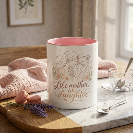 Like Mother Like Daughter - Minimalist Floral Moth Zweifarbige Tasse