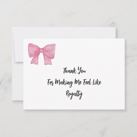  Like Royalty | Pink Bow Card Dankeskarte (Vorderseite)