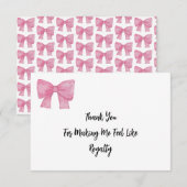  Like Royalty | Pink Bow Card Dankeskarte (Vorne/Hinten)